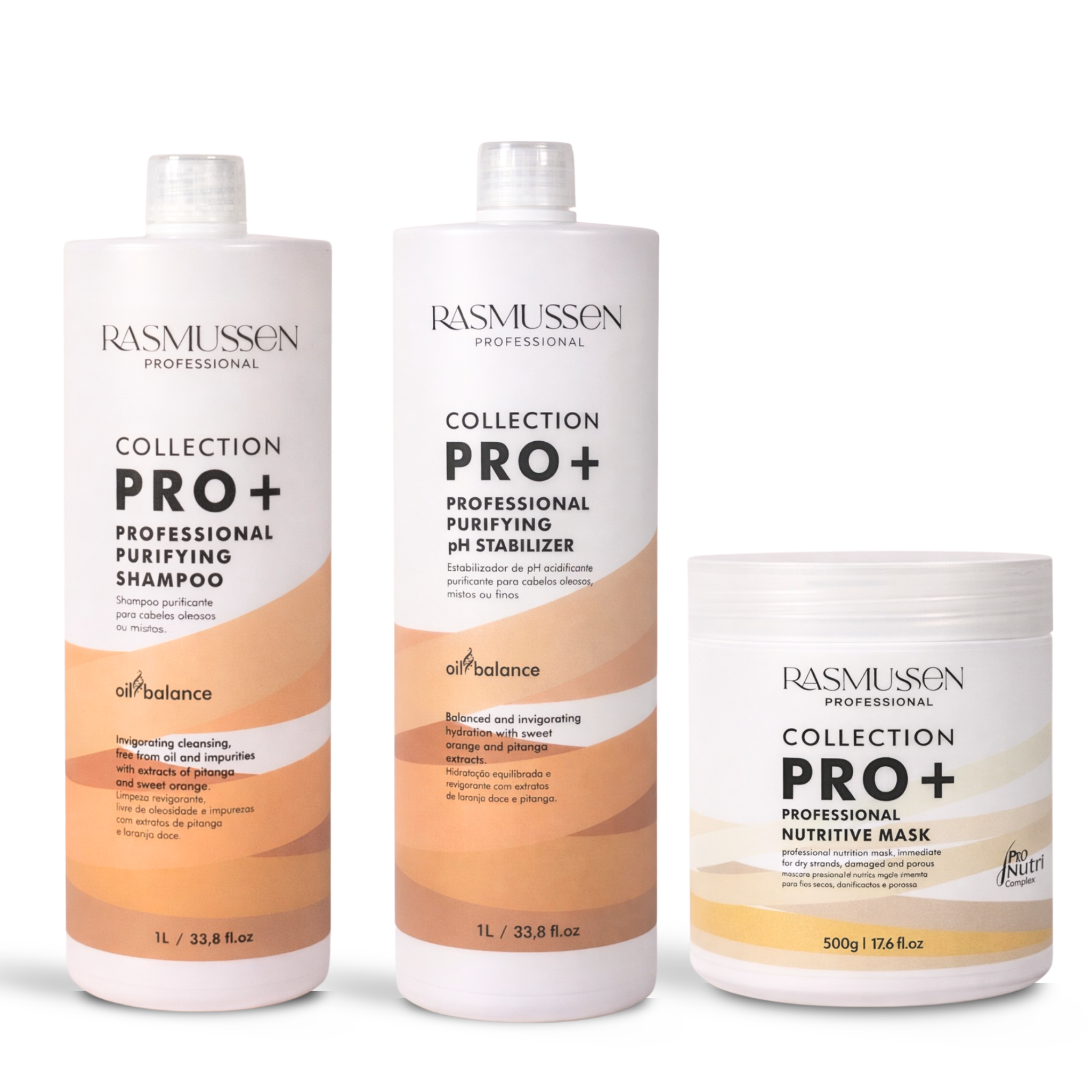 KIT PURIFYING PROFISSIONAL SHAMPOO + pH STABILIZER + NUTRITIVE MASK